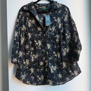 Ralph Lauren Black Floral Button Down Shirt